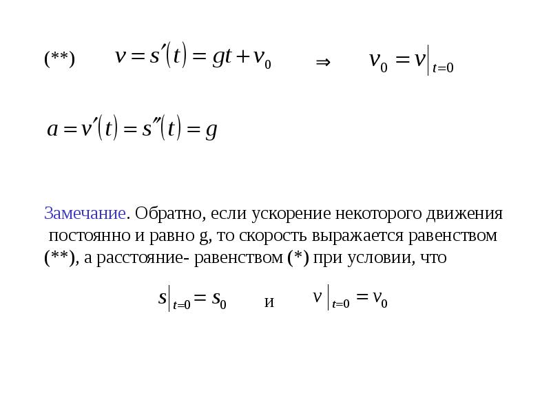 Формула ускорения производная