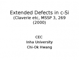 Extended Defects in c-Si
