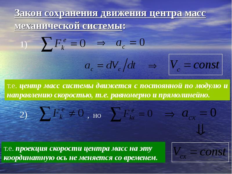 Закон сохранения механической системы