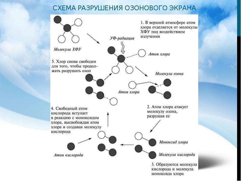 Стали 1 из причин разрушения озонового слоя. Схема разрушения озонового экрана. Механизм разрушения озонового слоя. Механизм образования озоновых дыр. Схема образования озоновых дыр.