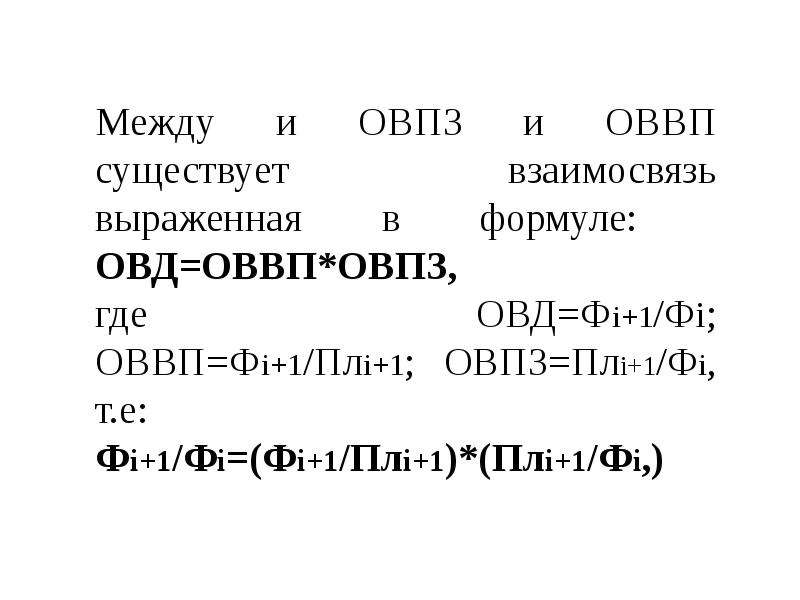 Относительная величина выполнения плана оввп