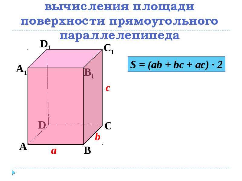 Площадь полной поверхности прямоугольного параллелепипеда 648. Площадь поверхности прямоугольника параллелепипеда. Площадь поверхности параллелепипеда формула. Вычисление площади прямоугольного параллелепипеда. Прямоугольный параллелепипед формулы.