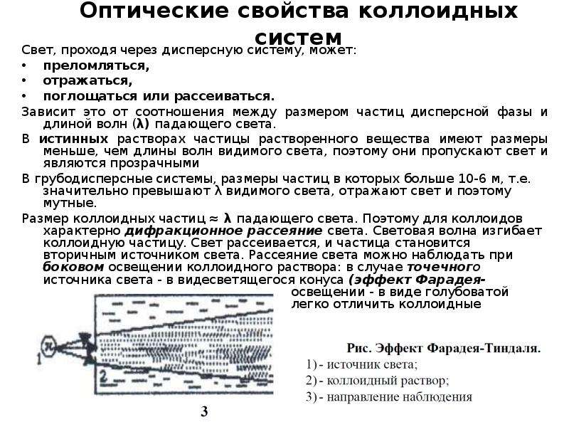 Оптические свойства коллоидных систем презентация