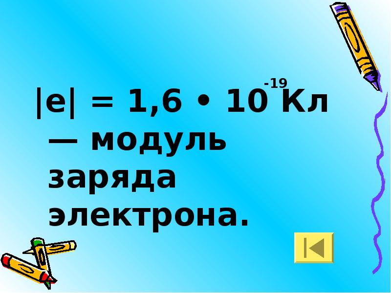 Модуль заряда электрона. - Модуль заряда электрона 4. Е 1.6 10 кл.