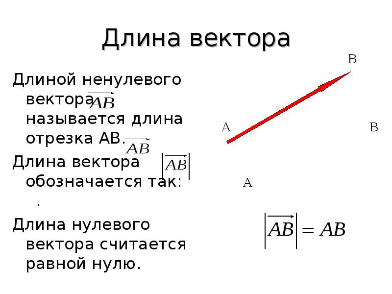 Длина вектора 1 3 0. Длина нулевого вектора. Длина вектора. Длина ненулевого вектора. Как обозначается длина вектора.