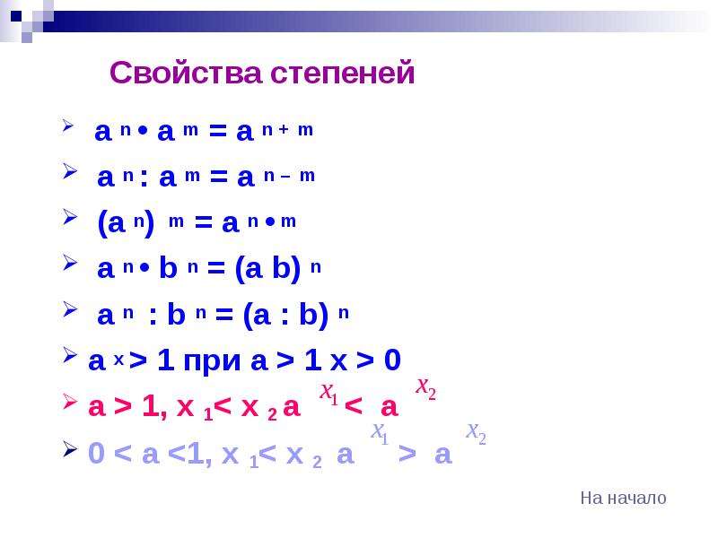 A в степени b c