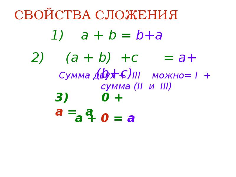 Свойства сложения 5