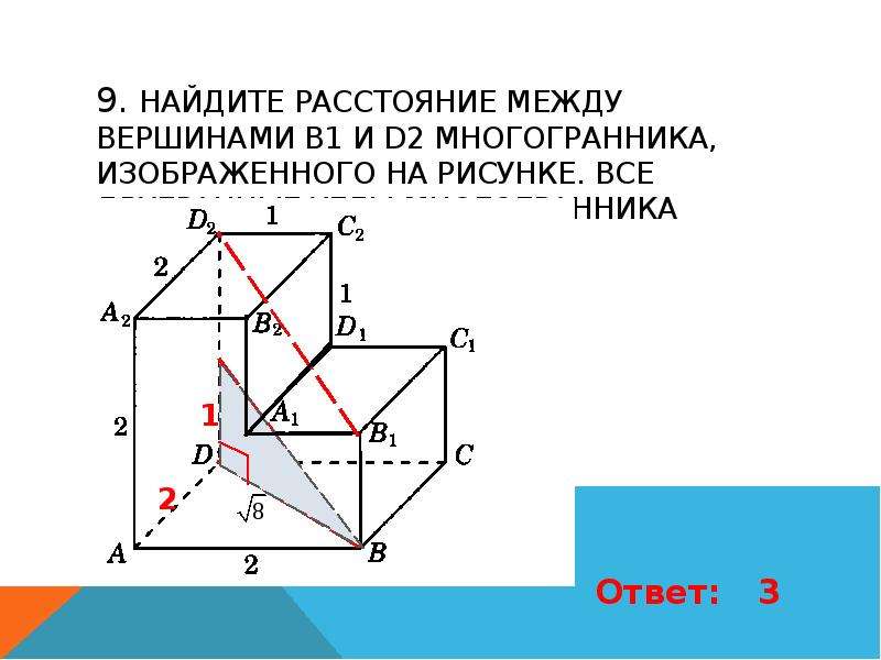 Найдите квадрат расстояния между вершинами а и а1 многогранника изображенного на рисунке