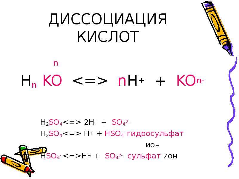 Уравнения химических свойств кислот