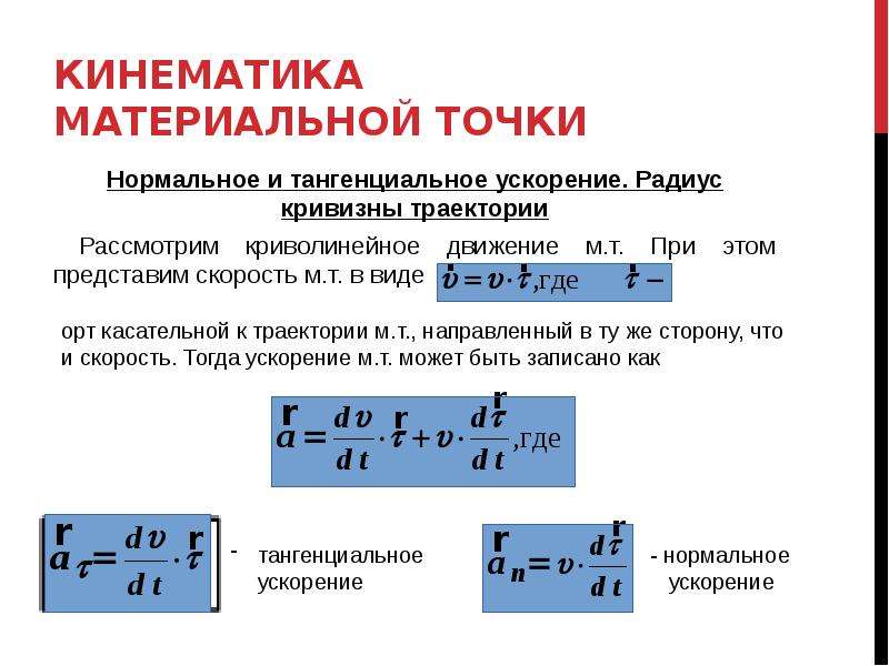 Скорость и ускорение материальной точки. Тангенциальное ускорение формула через угловое ускорение. Радиус кривизны движения формула. Кинематика материальной точки физика. Радиус кривизны формула через скорость и ускорение.