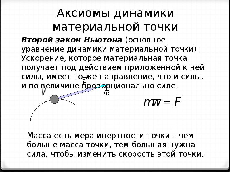 Основные понятия динамики. Аксиомы динамики материальной точки. 4 Аксиома динамики. Аксиомы динамики техническая механика. Основной закон динамики (1 Аксиома динамики).