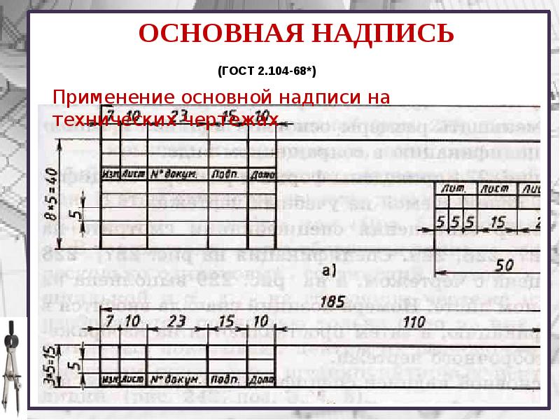 Основная надпись чертежа детали