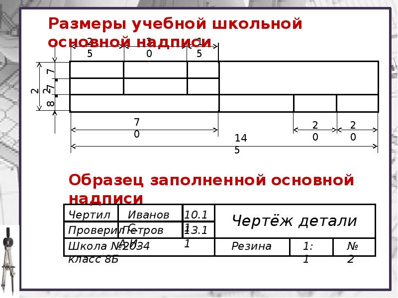 Как подписать чертеж по черчению