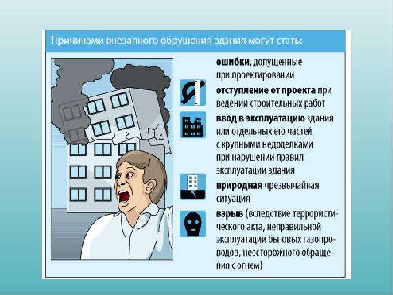 Причины внезапного. Внезапное обрушение зданий и сооружений ОБЖ. Причины обрушения зданий и сооружений. Внезапное обрушение зданий причины. Взрыв и обрушения зданий-причины.