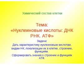 Химический состав клетки. Нуклеиновые кислоты. ДНК. РНК, АТФ