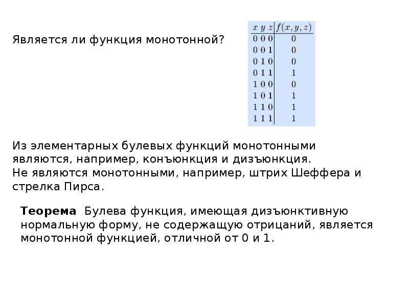 Замкнуть класс. Функционально замкнутые классы булевых функций. Монотонная функция дискретная математика. Класс монотонных булевых функций.