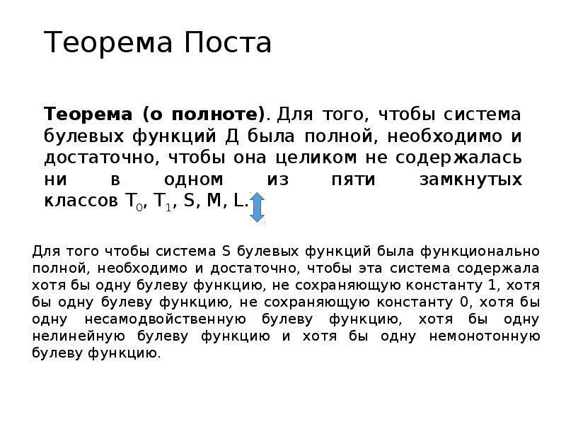 Замкнутые классы. Теорема поста о полноте системы функций. Полная система булевых функций теорема поста. Функциональная полнота систем булевых функций. Теорема поста. Критерий поста полноты системы булевых функций.