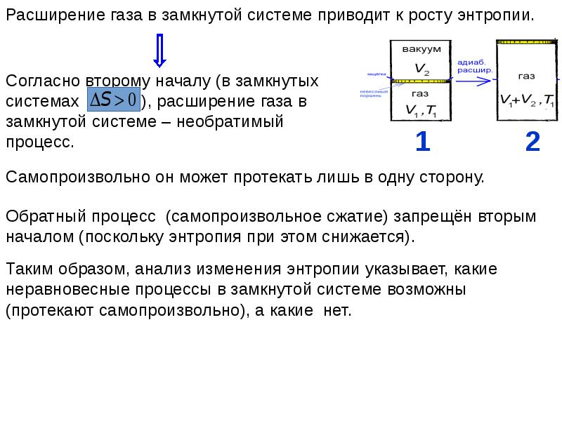 Второе начало термодинамики энтропия презентация