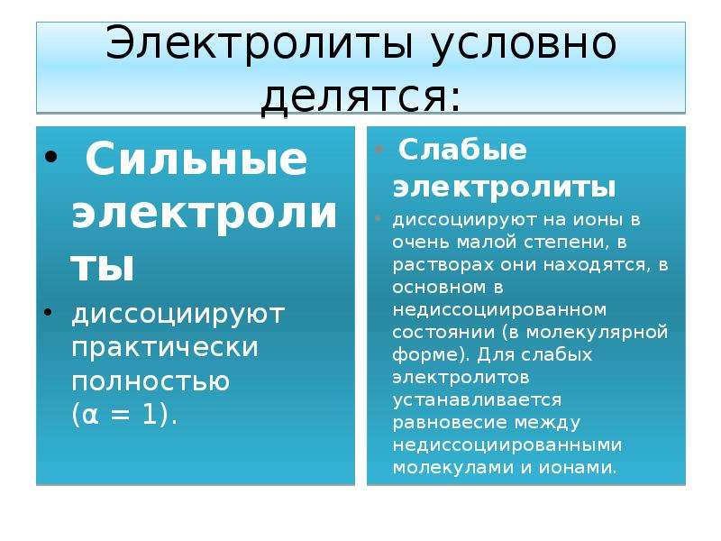 Электролиты классы. Электролиты делятся на. Электролиты делятся на сильные и слабые. Сильные электролиты диссоциируют. По степени диссоциации электролиты делятся на.