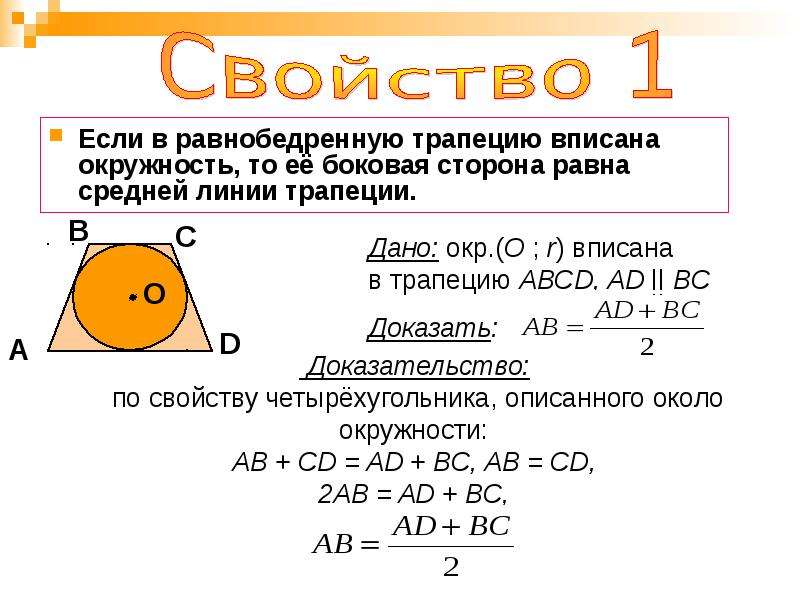 В равнобедренную трапецию вписана окружность