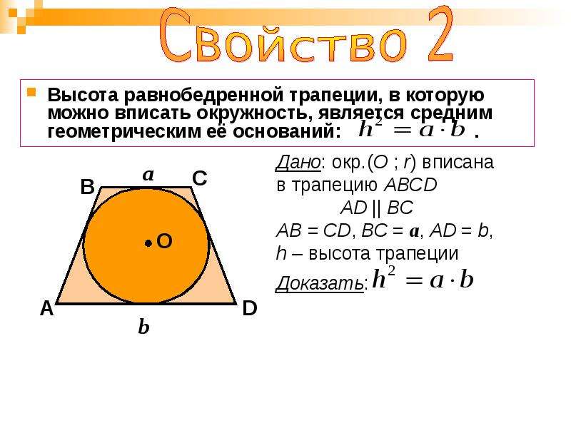 Окружность в трапеции. Свойства равнобедренной трапеции вписанной в окружность. Высота равнобедренной трапеции вписанной в окружность. Радиус окр вписанной в равнобедренную трапецию. Радиус вписанной в равнобедренную трапецию.