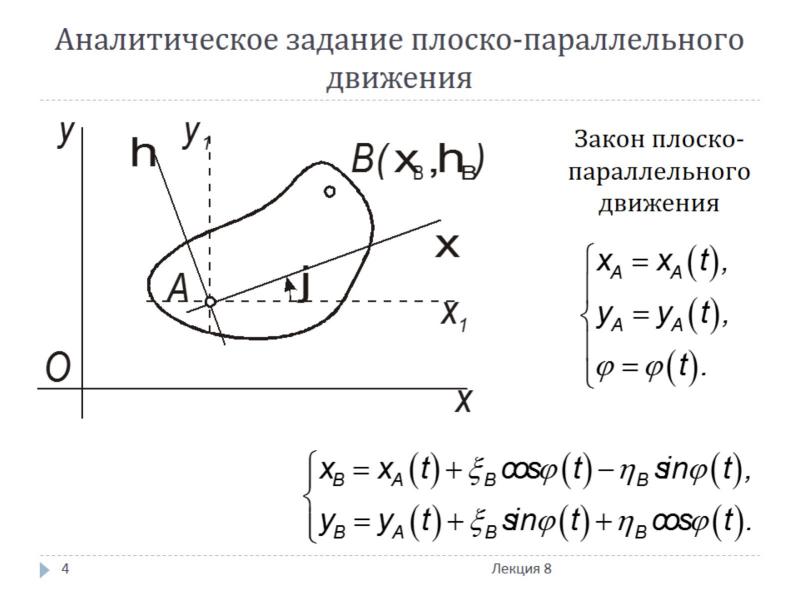 Уравнения плоского движения тела