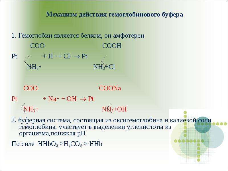 Схема гемоглобиновый буфер