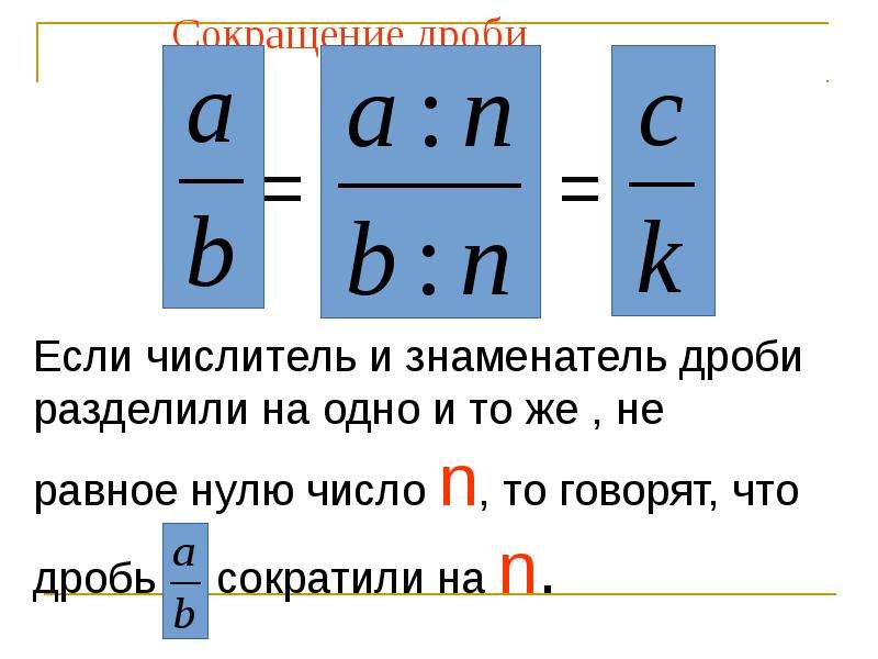 Основное свойство дроби 6 класс сокращение дробей