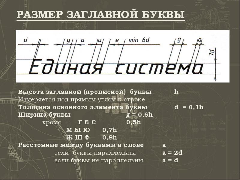 Какой размер букв должен быть в проекте