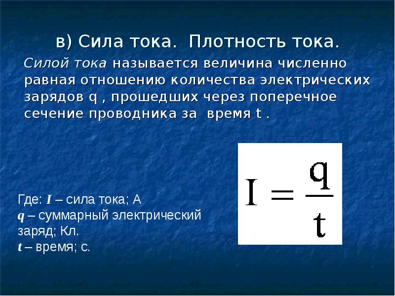 Сила тока через поперечное сечение проводника