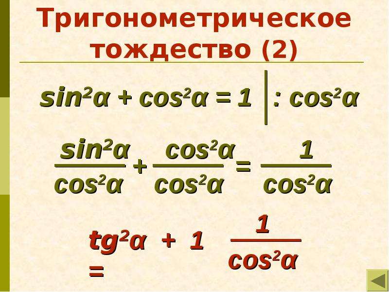 Тригонометрические тождества 10 класс алимов презентация