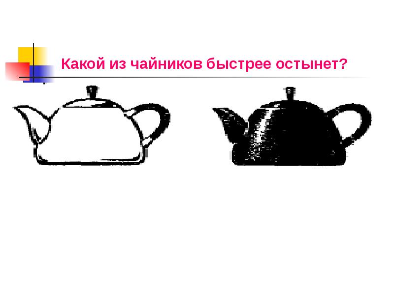 Горячее остывает быстрее. Какой чайник быстрее остынет. Теплопередача в чайнике. Чайник нагрев теплопередача. Черный или белый чайник быстрее остынет.