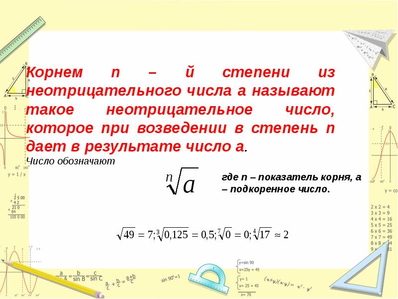 Способы извлечения корней n й степени проект