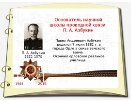 Основатель научной школы проводной связи П. А. Азбукин (1882-1970)