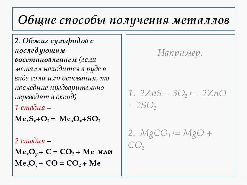 Установите соответствие между способами получения металлов