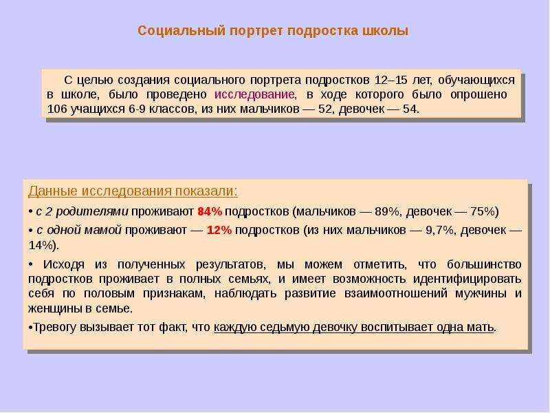 Социальный портрет школы. Соц портрет роты.