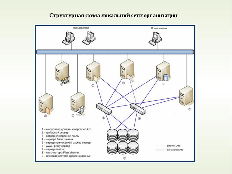 Способы организации локальных сетей. Логическая схема серверных. Схема организации локальной сети БД. Структурная схема локальной сети. Структурная схема системы защиты ЛВС.