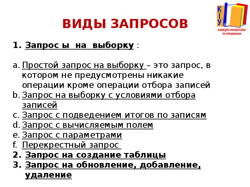 Виды запросов