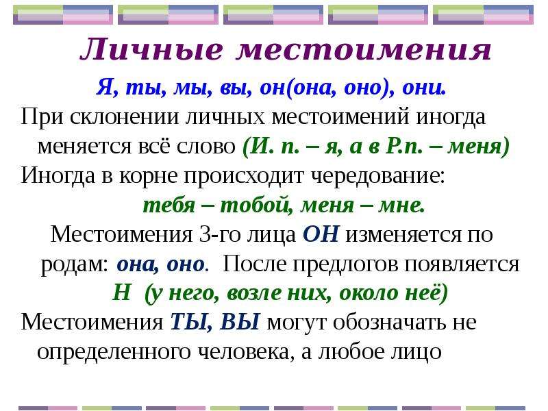 Разбор местоимения как часть речи 3 класс образец