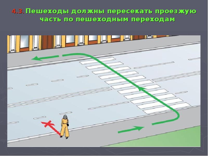 4. 3. Пешеходы должны пересекать проезжую часть по пешеходным переходам 4. 3. Пешеходы должны пересе