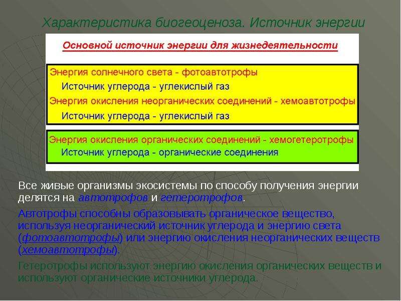 Источники органического вещества. Органическое вещество источник энергии. Источник энергии биогеоценоза. Неорганические источники углерода используют. Источники энергии в экосистеме.