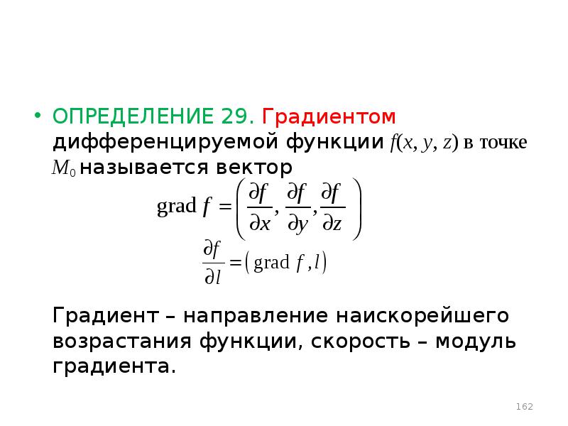 Направление градиента указывает