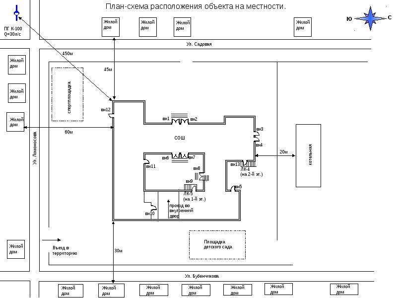 Схема расположения зданий