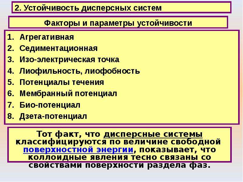 Параметры устойчивости системы. Факторы агрегативной устойчивости. Агрегативная устойчивость коллоидных систем факторы.