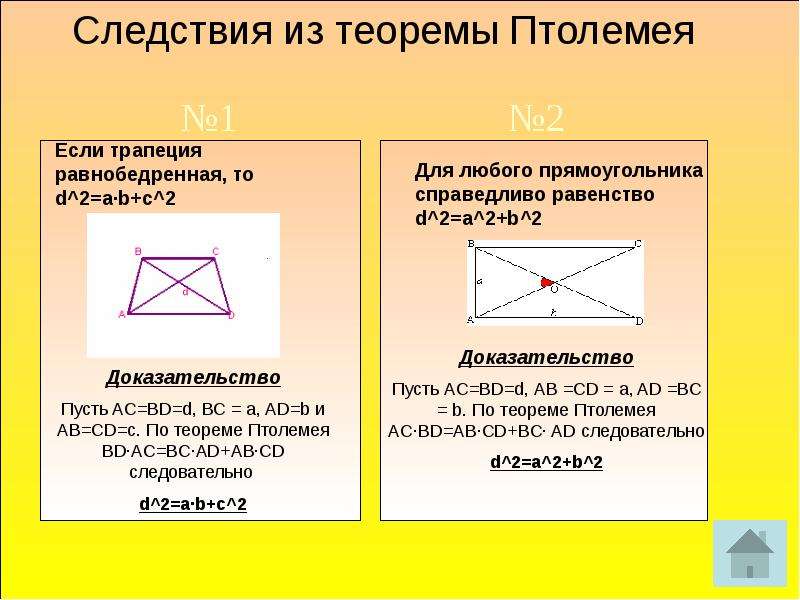 Теорема птолемея презентация 9 класс