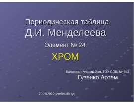 Элемент № 24 периодической таблицы. Хром