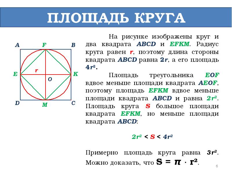 Длина окружности 47 1 найдите площадь круга