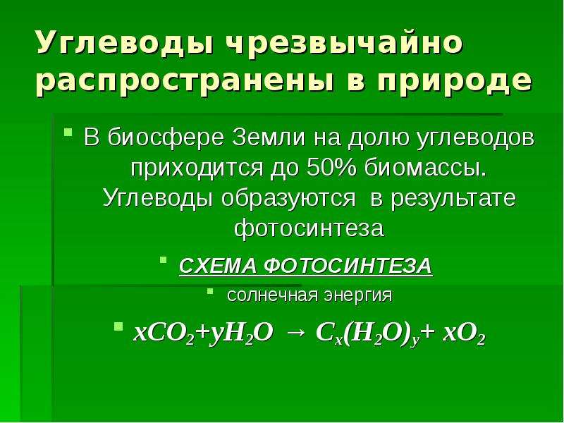 Углеводы и их роль в живой природе проект