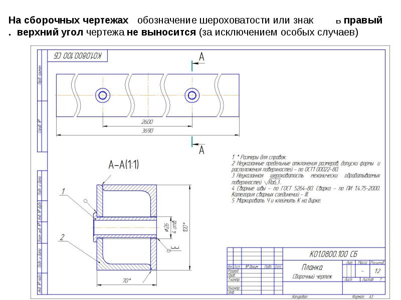 Общепринятые параметры шероховатости на рабочих чертежах деталей