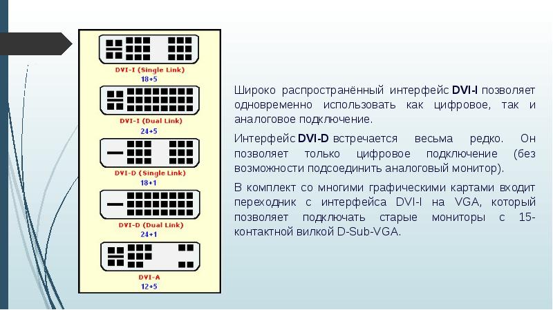 Перечислите виды компьютерных разъемов